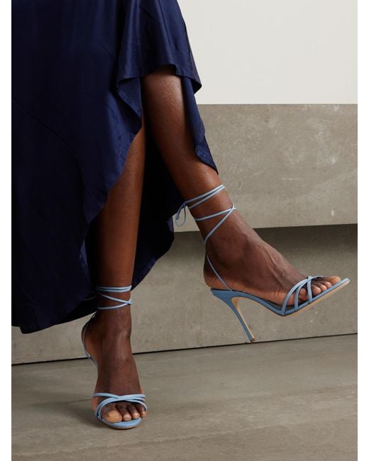 Manolo Blahnik Blue Leva 105 Sandalen Aus Leder