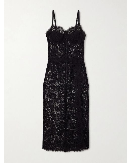 Dolce & Gabbana Women's Black Lace Midi Dress - hulwithkids.com