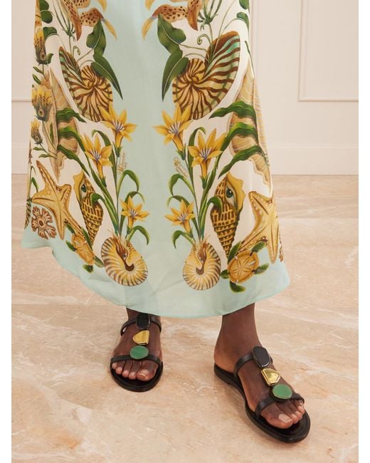 Amanu Black The Matobo Embellished Leather Sandals