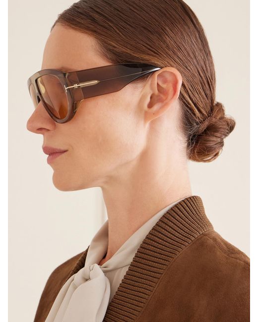 Tom Ford Natural Bronson D-Frame Tortoiseshell Acetate Sunglasses
