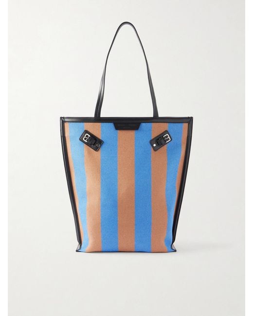 Proenza Schouler Blue North South Days Striped Leather-Trimmed Canvas Tote