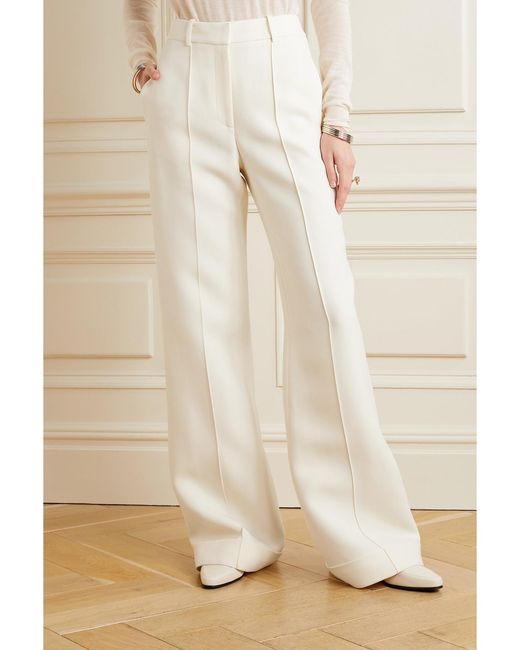 Pantalon Large En Laine Et Soie Mélangées Deeda Adam Lippes en coloris White