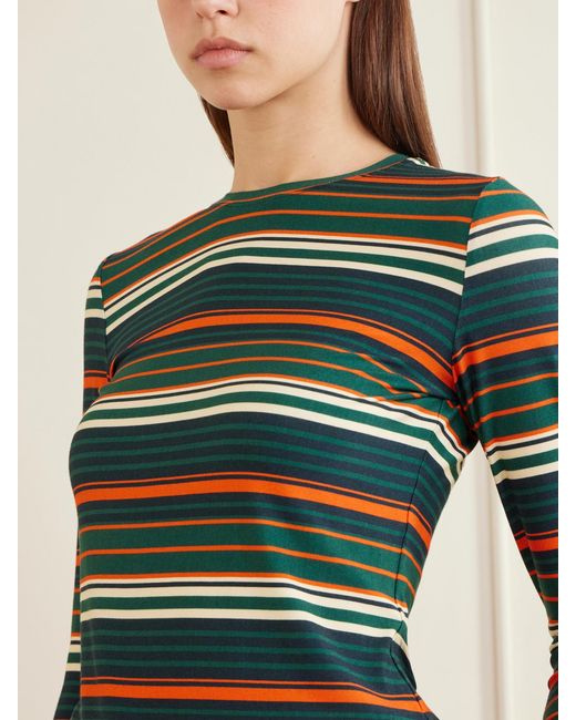 Proenza Schouler Green Mae Striped Stretch-Jersey T-Shirt