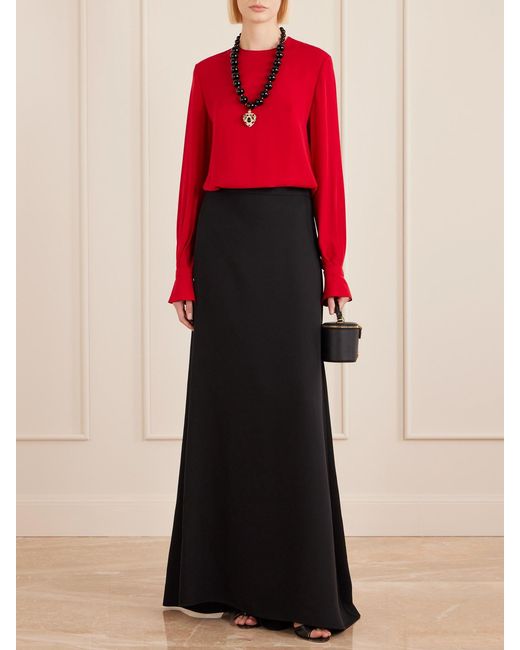 Valentino Garavani Black Silk-Cady Maxi Skirt