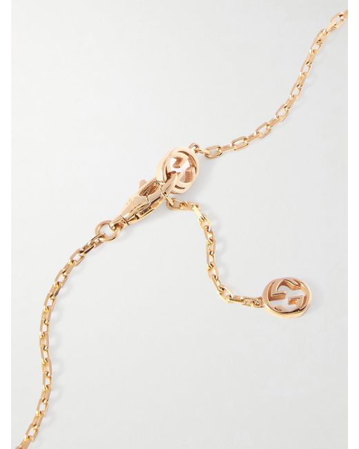 Gucci White Interlocking G 18-Karat, Agate And Diamond Necklace