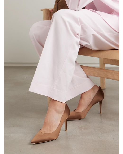 Gianvito Rossi Brown Gianvito 85 Satin Pumps