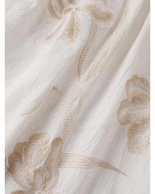 Emporio Sirenuse Natural Daria Embroidered Linen-Blend Midi Dress