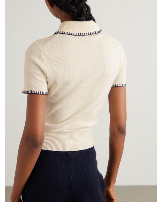Staud Natural Windsor Verkürztes Oberteil Aus Einer Wollmischung Mit Polokragen Und Stickereien