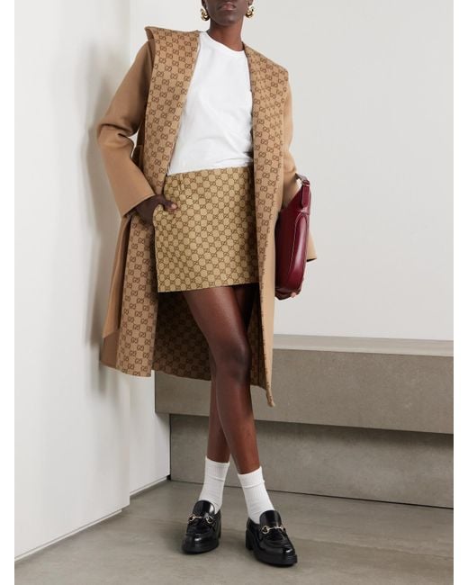 Gucci Natural Reversible Hooded Belted Wool And Silk-Blend Jacquard Coat