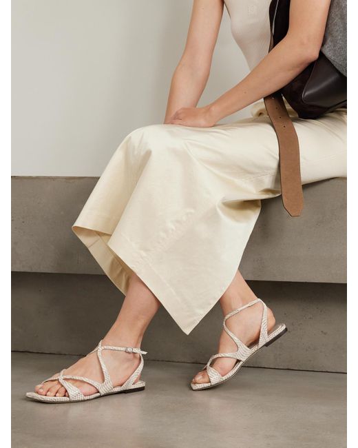 Jimmy Choo Natural Ayla Sandalen Aus Leder Mit Schlangeneffekt