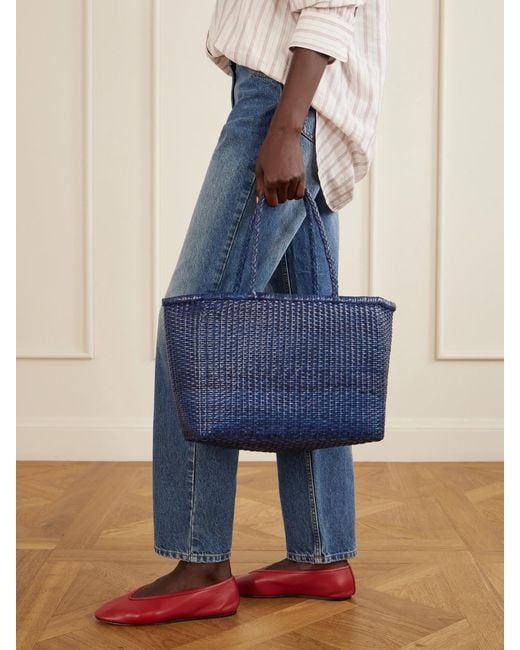 Dragon Diffusion Blue B Weave Leather Tote