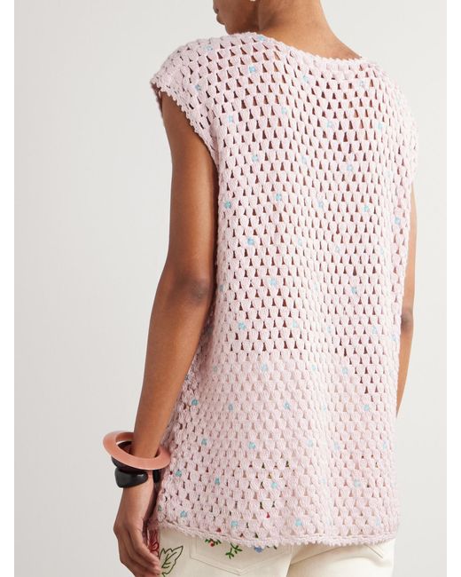 Alix Of Bohemia Pink Nolan Embellished Crocheted Cotton Tunic