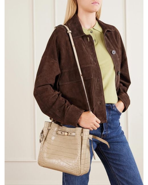 Tory Burch Natural Croc-Effect Logo-Embellished Leather Shoulder Bag