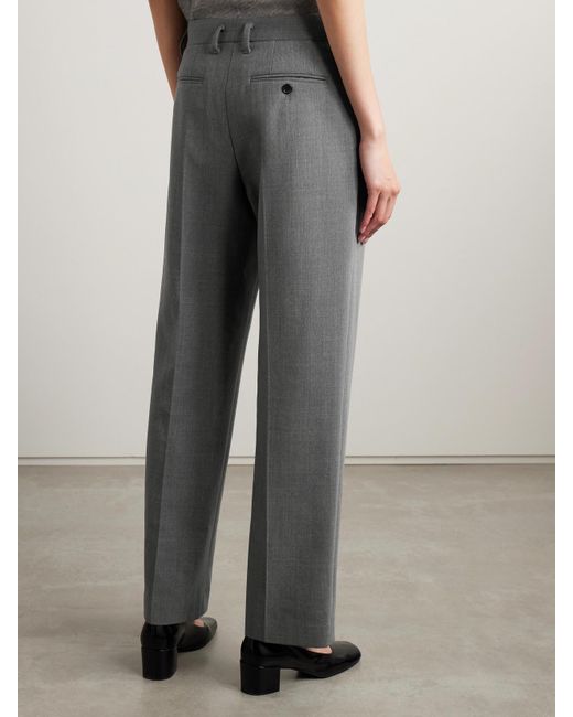 The Row Gray Relian Cropped Wool-Blend Straight-Leg Pants