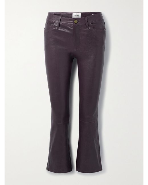 FRAME Blue Le Crop Mini Leather Bootcut Pants