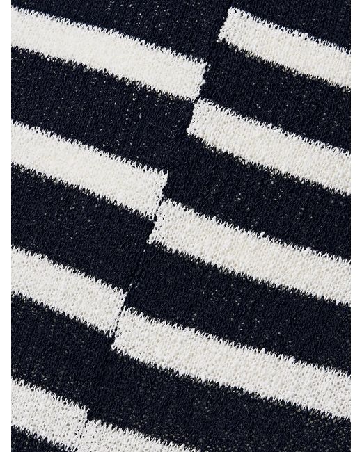 Proenza Schouler Blue Yves Asymmetric Fringed Striped Knitted Maxi Skirt