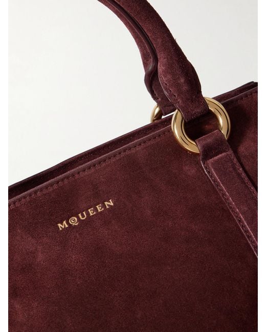Alexander McQueen Brown Farringdon Mittelgroße Schultertasche Aus Veloursleder
