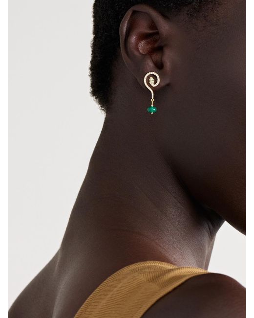 Ileana Makri Green Serpent Coil Ohrringe Aus 18 Karat Mit Mehreren Steinen