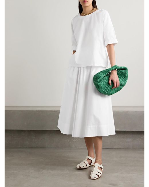 Suzie Kondi White Saria Cropped Cotton-Poplin T-Shirt