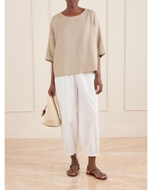 Suzie Kondi Natural Saria Linen-Chambray T-Shirt