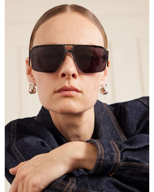 Jacques Marie Mage Black Assen Aviator-Style Metal Sunglasses
