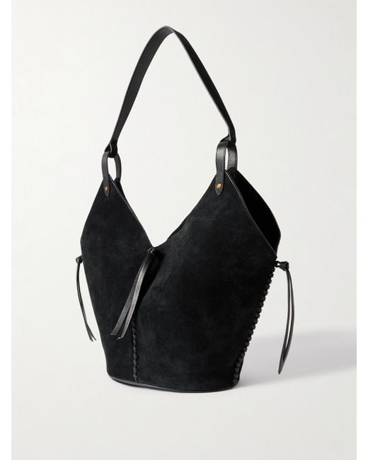 Isabel Marant Black 25E Tampa Leather-Trimmed Suede Tote