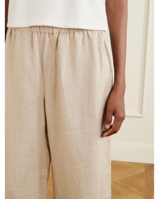 Suzie Kondi Natural Delos Linen Wide-Leg Pants