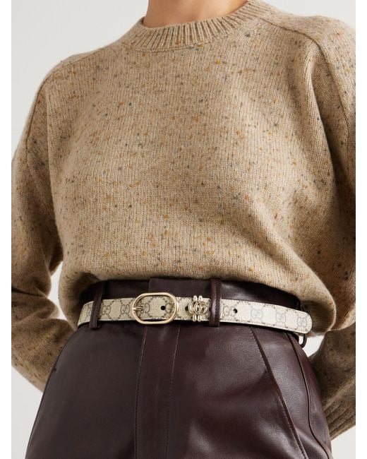 Gucci Natural Printed Coated-Canvas Belt
