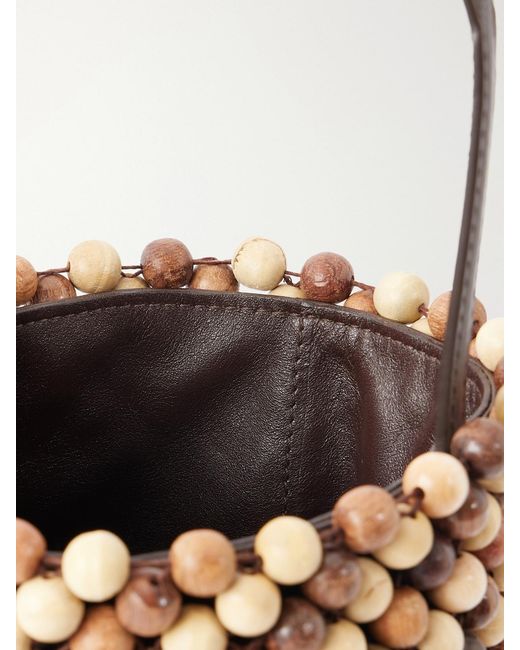 Rabanne White Beaded Mini Wood Shoulder Bag