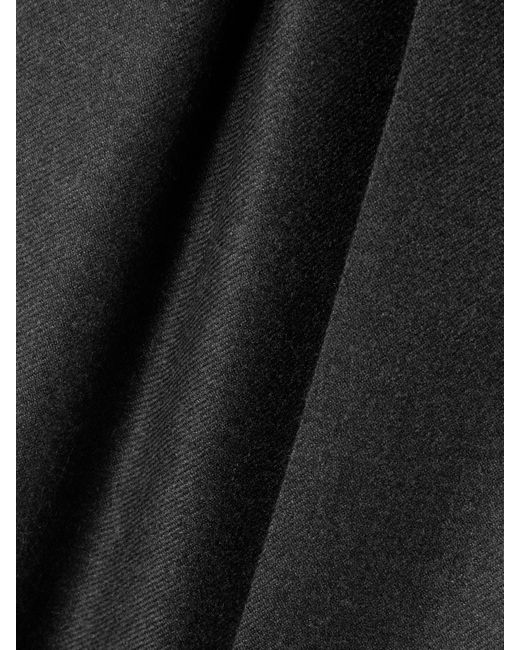 Saint Laurent Black Pleated Cashmere-Twill Wide-Leg Pants