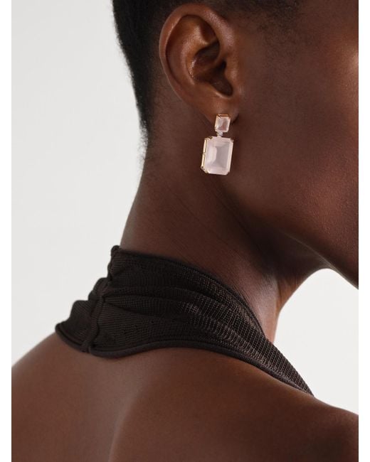 Mateo Natural 14-Karat Rose Quartz And Diamond Earrings