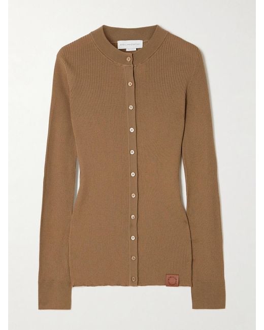 Stella McCartney Brown Ribbed Wool Cardigan