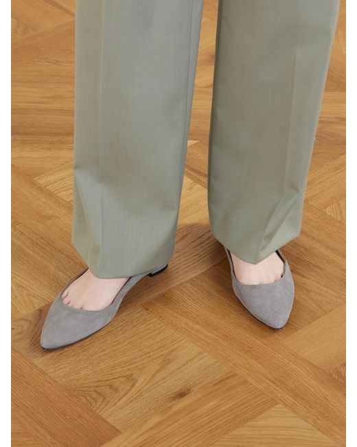 Manolo Blahnik Gray Bb Suede Ballet Flats