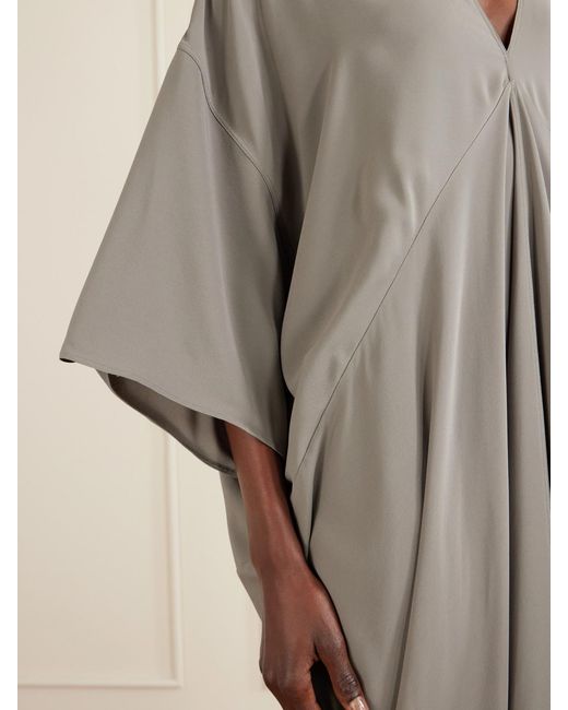 Rick Owens Natural Tommykite Draped Crepe Maxi Dress
