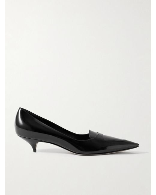 The Row Black Viv Glossed-Leather Pumps