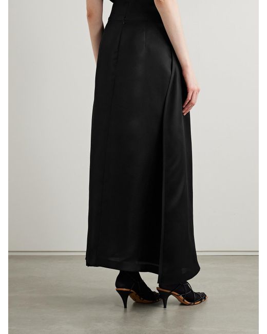 Khaite Black Mila Wrap-Effect Silk-Gazar Maxi Skirt