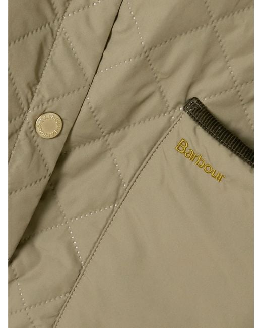 Barbour Green Anise Corduroy-Trimmed Cropped Quilted Shell Jacket