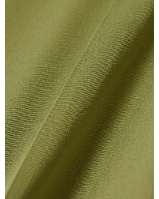 Loewe Green Pleated Cotton And Silk-Blend Sateen Shorts