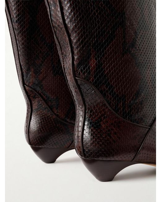 Le Monde Beryl Black Allegra 25 Snake-Effect Leather Knee Boots