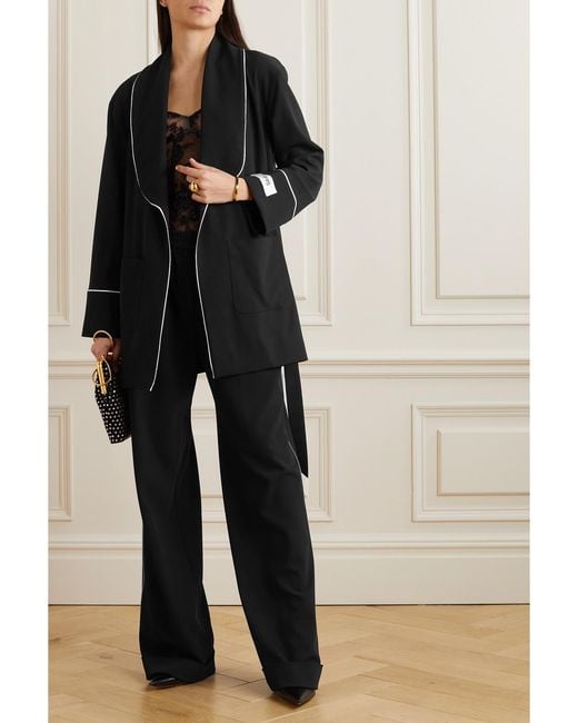 Dolce & Gabbana Black Belted Stretch-Wool Jacket