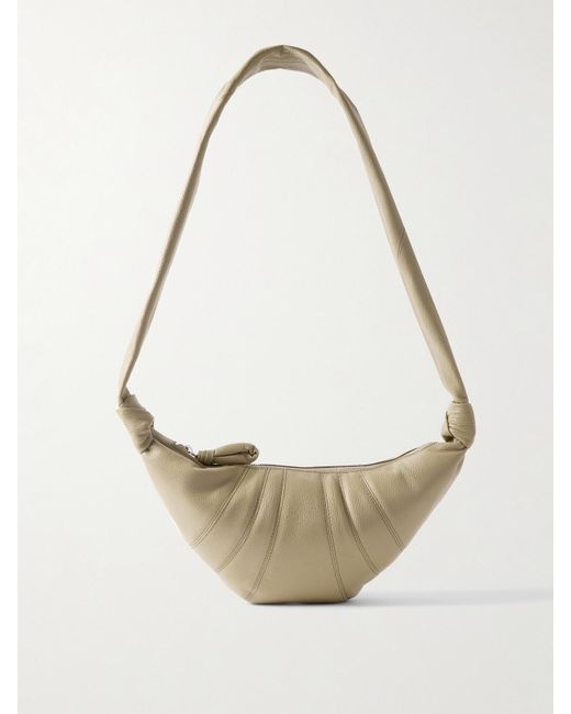 Lemaire White Croissant Kleine Schultertasche Aus Strukturiertem Leder