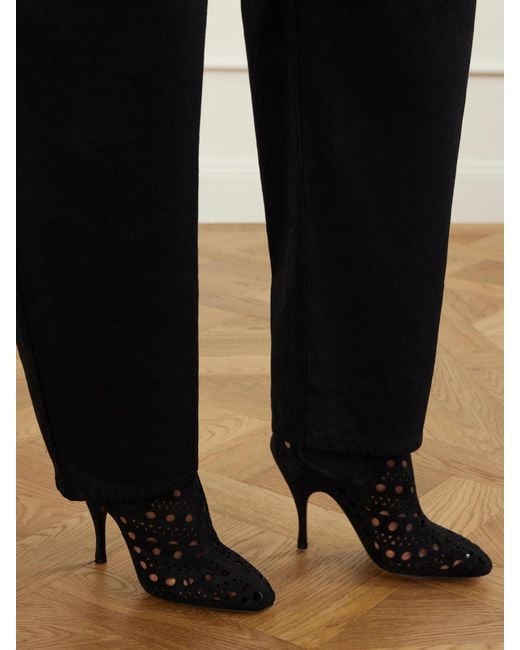 Alaïa Black Vienne 100 Suede Ankle Boots