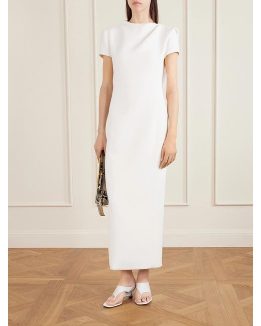 Khaite White Iryl Open-Back Draped Crepe Maxi Dress