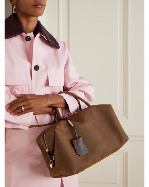 Max Mara Brown Tote Aus Veloursleder Mit Lederbesätzen