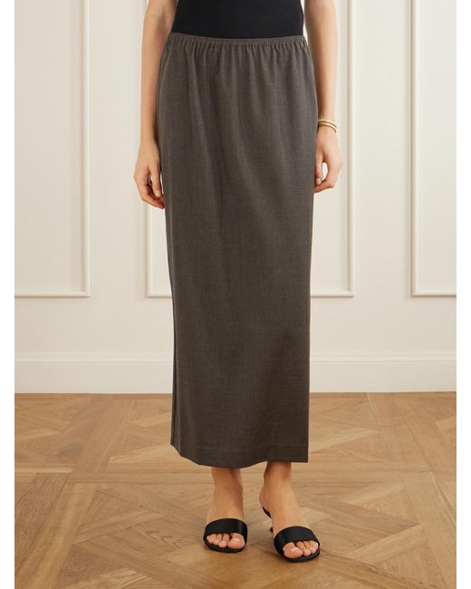 St. Agni Gray Wool-Blend Maxi Skirt