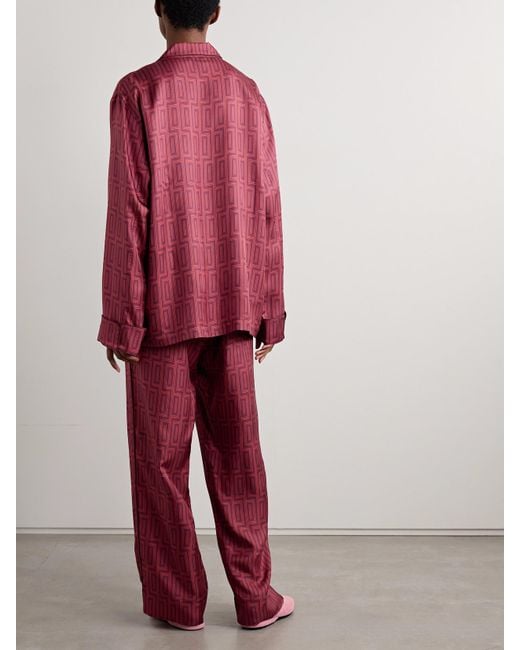 Olivia Von Halle Red Laurent Printed Silk-Twill Pajama Set