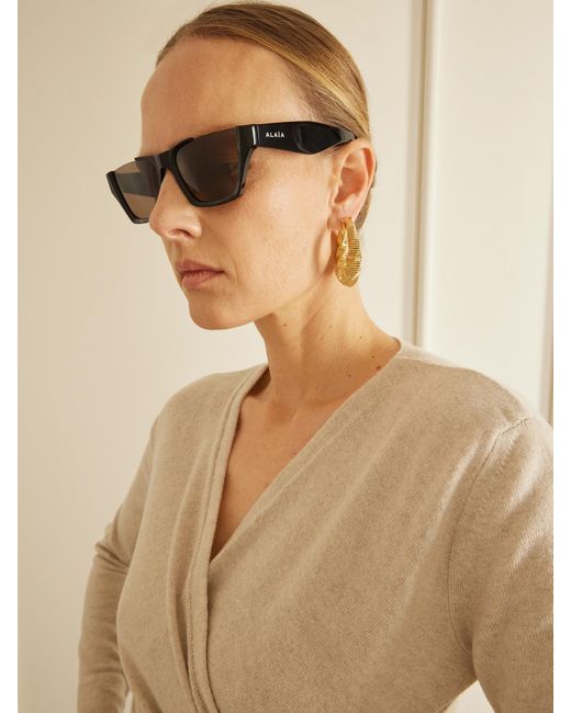 Alaïa Brown Square-Frame Tortoiseshell Acetate Sunglasses
