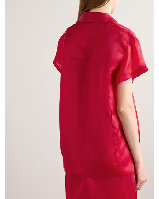 Khaite Red Keefe Silk-Organza Shirt