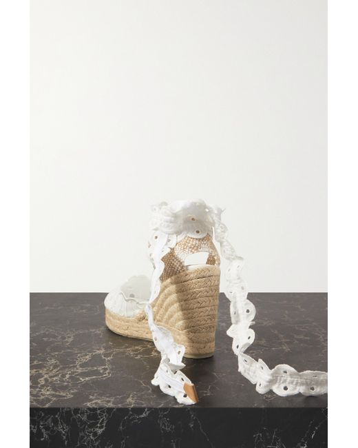Castañer + Charo Ruiz Cini 100 Broderie Anglaise Cotton And Canvas Wedge  Espadrilles in White | Lyst Australia