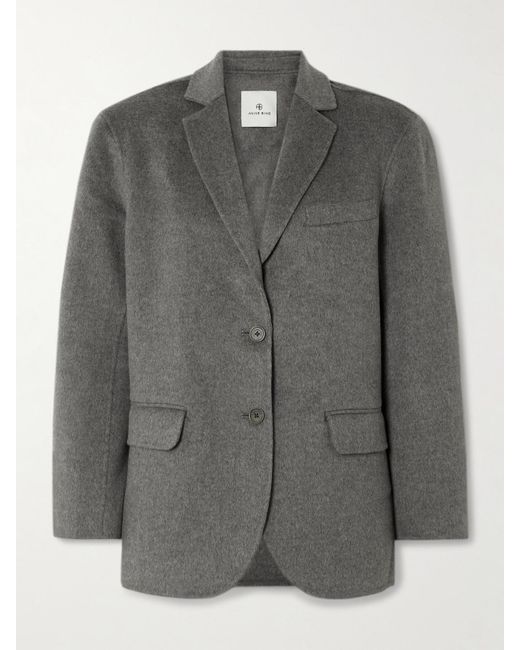 Anine Bing Gray Quinn Oversized Wool And Cashmere-Blend Blazer